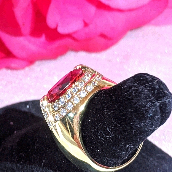 Red Ruby, gold plated with Swarovski crystals. - Picture 4 of 6